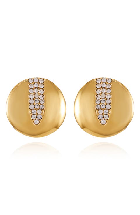 Pavé Crystal Disc Drop Earrings