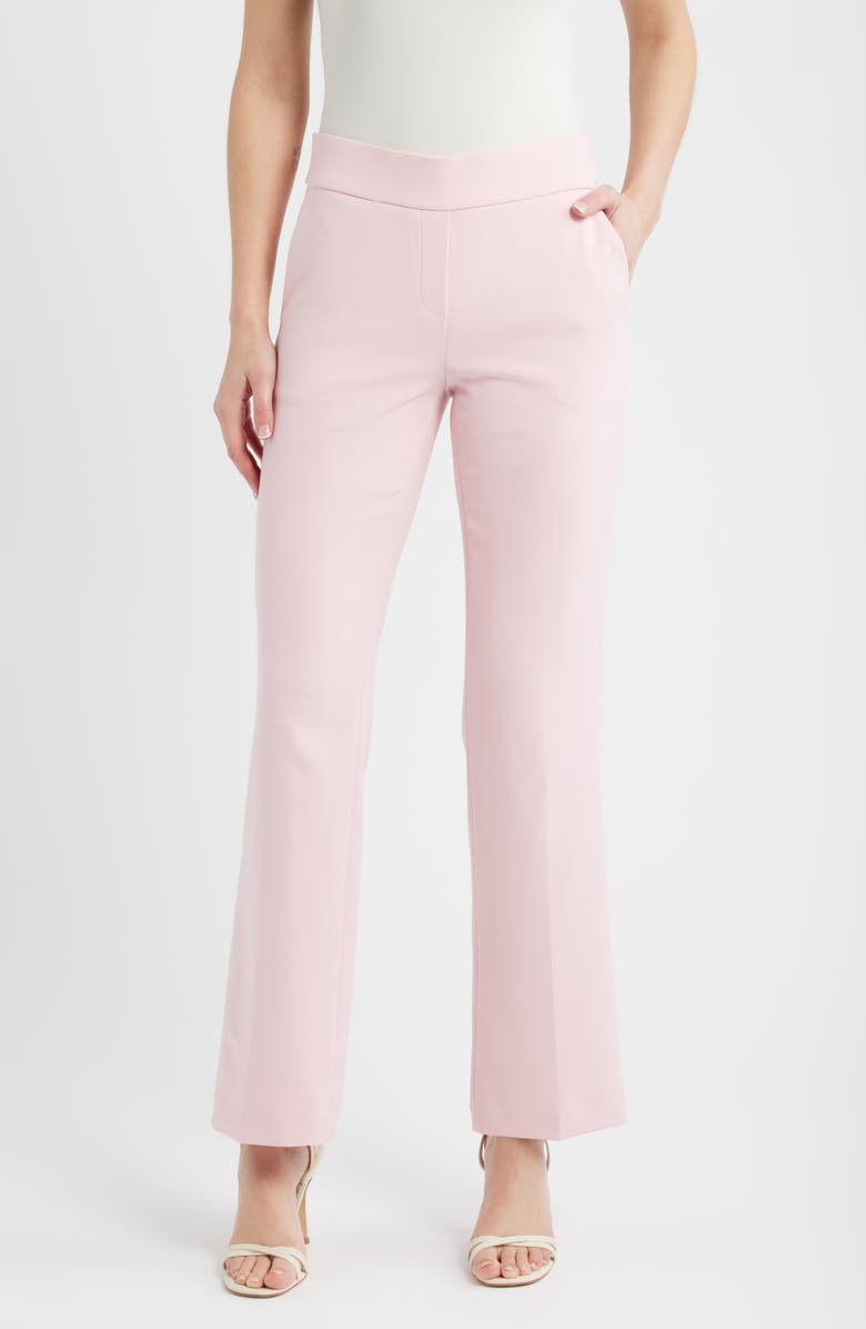 Anne Klein High Waist Bootcut Pull-On Pants, Main, color, Rose Water
