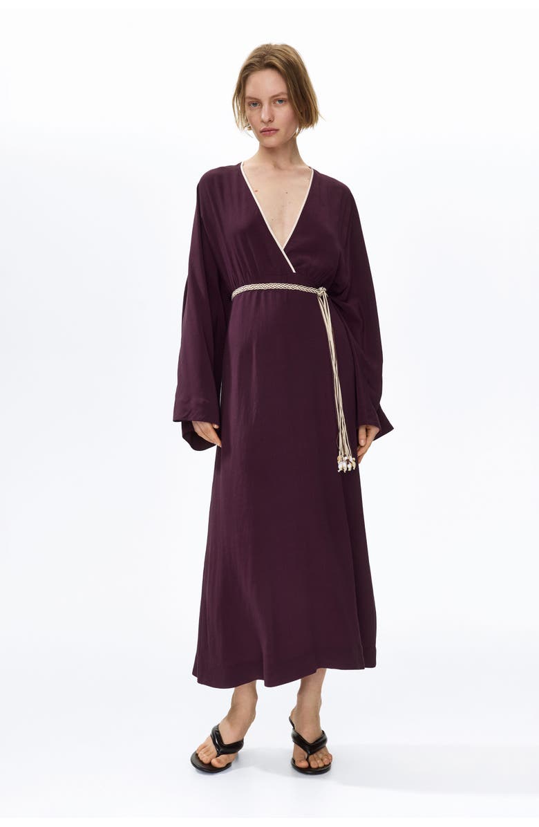 H&M Belted viscose dress, Alternate, color, Dark Plum Purple