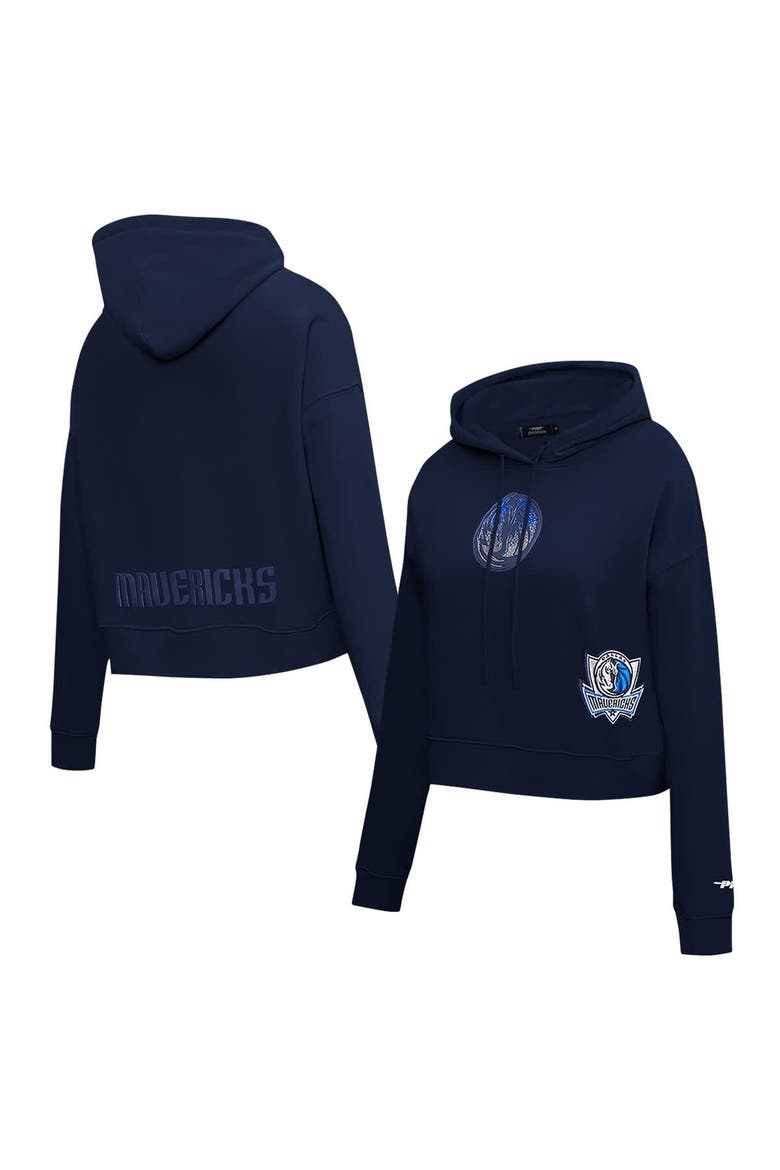 Women's Pro Standard Navy Dallas Mavericks Jewels Cropped Pullover Hoodie, Main, color, Navy