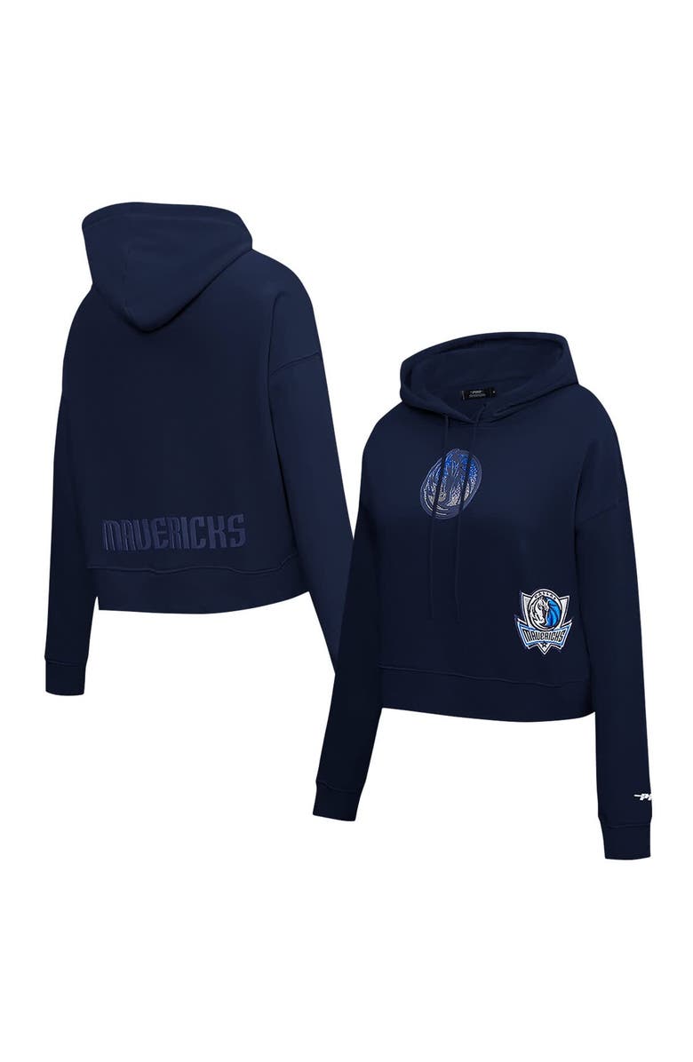 PRO STANDARD Women's Pro Standard Navy Dallas Mavericks Jewels Cropped Pullover Hoodie, Main, color, Navy