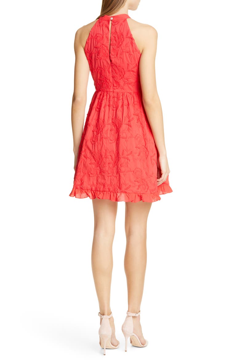 Lorene Embroidered Skater Minidress, Alternate, color, RED