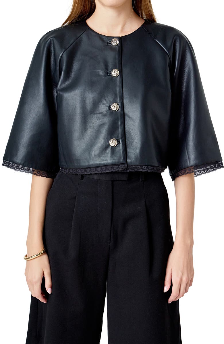 Endless Rose Faux Leather Crop Jacket, Alternate, color,