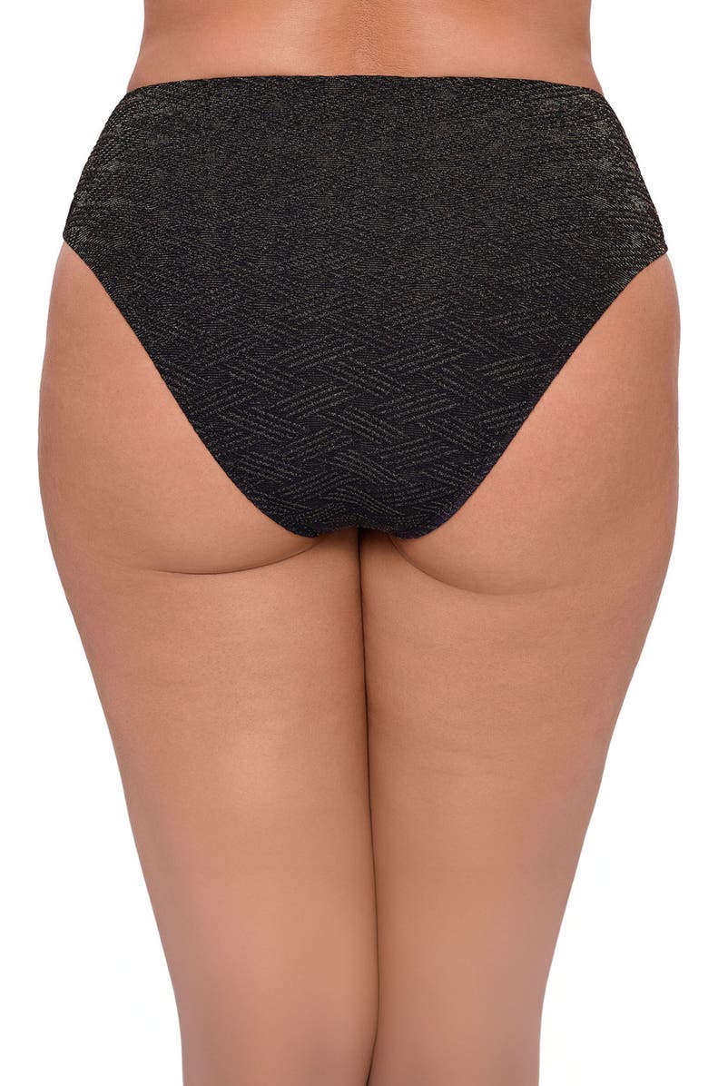 S3 Apparel Novelty Cinch Front High Cut Bikini Bottom, Alternate, color, Onyx Black Basket Weave