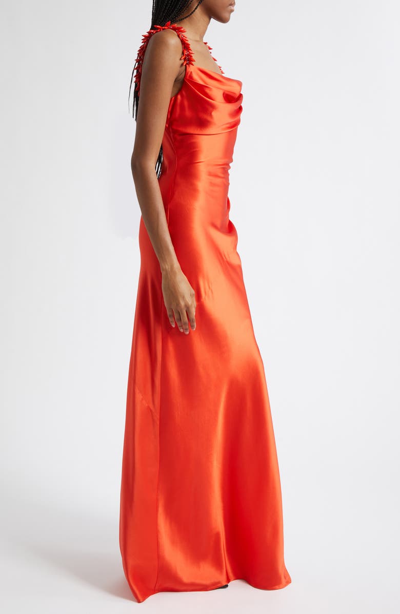 Balmain Beaded Strap Fluid Silk Column Gown, Alternate, color, Mhj Red/ Red