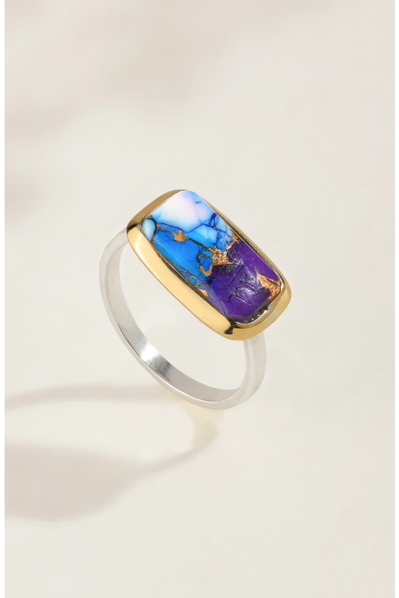 Two-Tone Semiprecious Stone Ring, Alternate, color, DARK BLUE