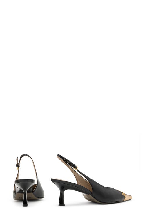Allsaints Denver Pointed Toe Slingback Pump In Black/gold