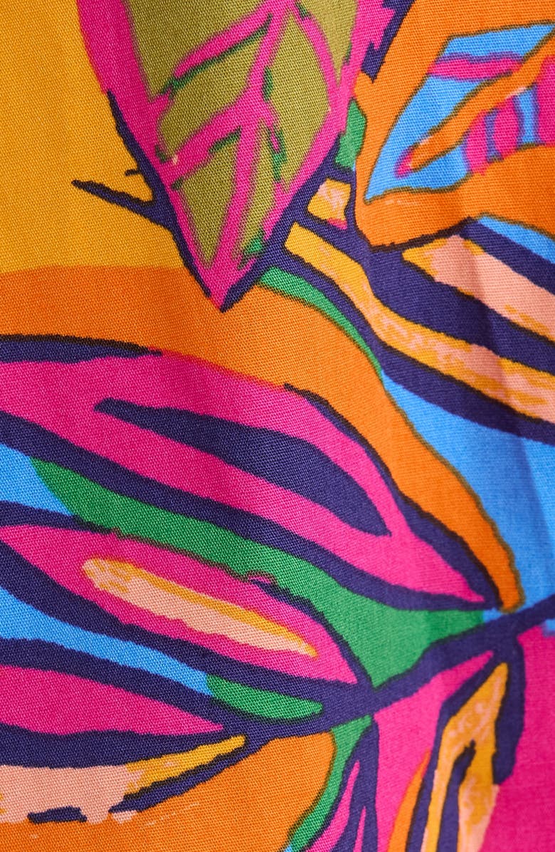 SUGARLIPS Milana Tropical Print Tiered Cotton Midi Dress, Alternate, color, Orange-Pinks-Multi