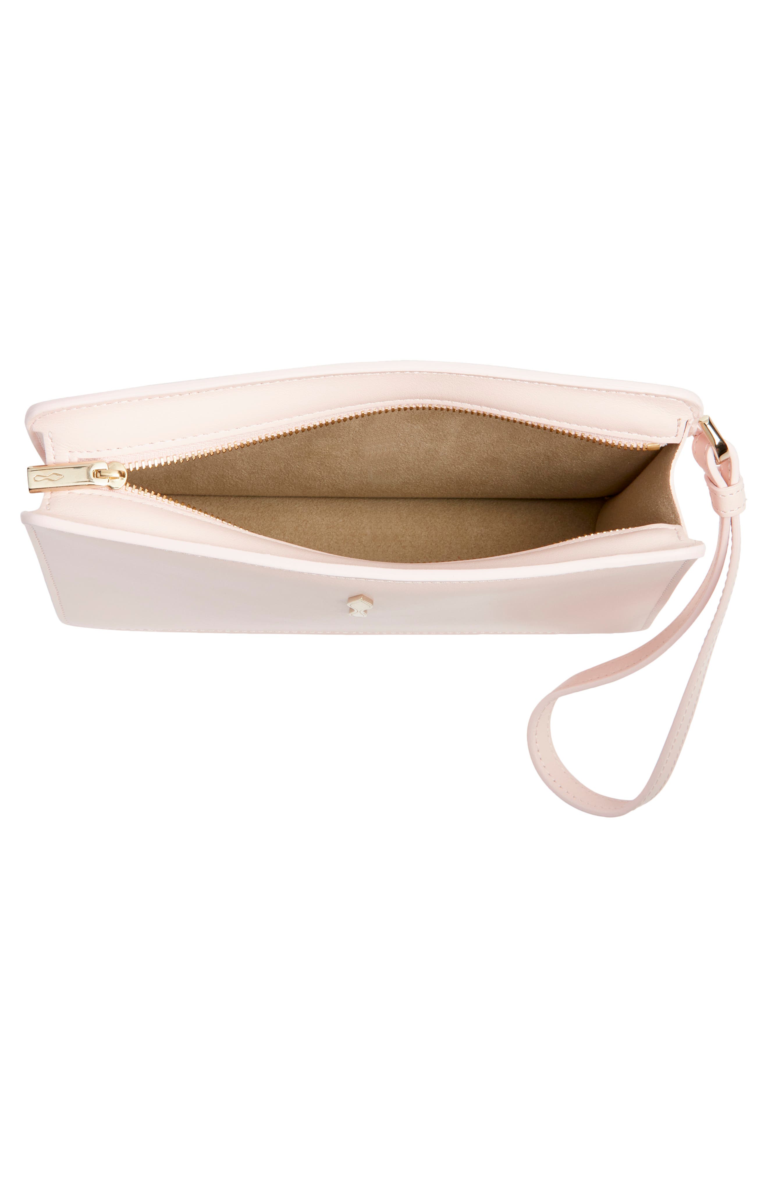 Small Bettina Leather Wristlet, Alternate, color, P648 POUPEE/ GOLD