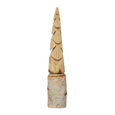 Birch Wood Tree with Wood Base, Natural