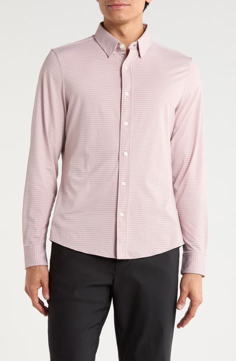 Commuter Slim Fit Gingham Check Performance Button-Up Shirt