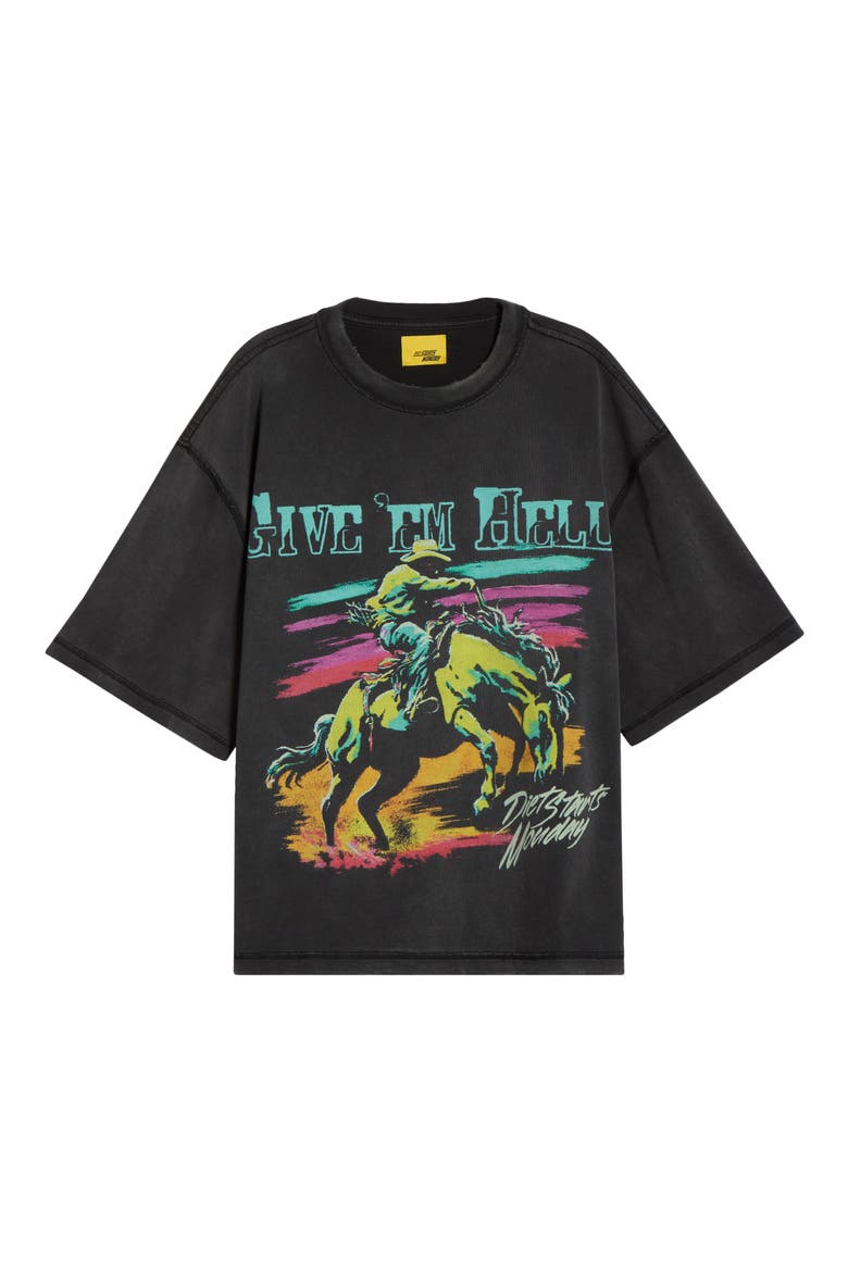 Give 'em Hell Cotton Graphic T-Shirt, Alternate, color, VINTAGE BLACK
