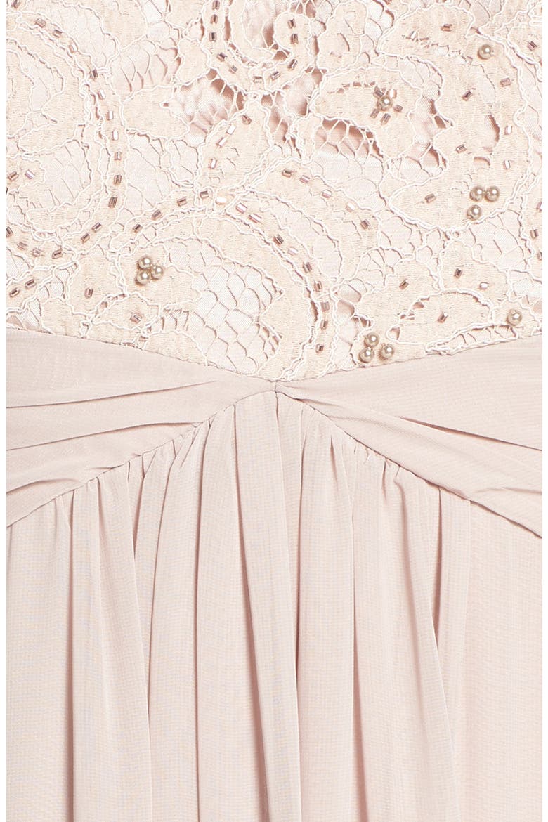 Beaded Lace & Chiffon Gown, Alternate, color, CHAMPAGNE