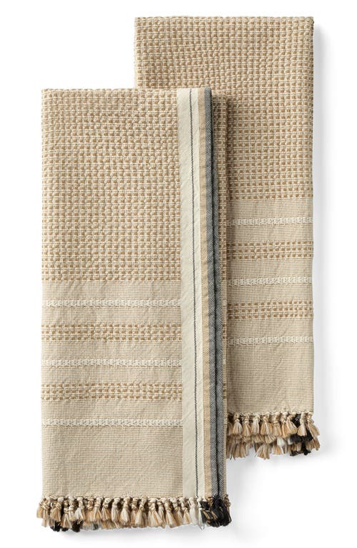 Coyuchi Bay Set Of 2 Organic Cotton Hand Towels In Brown