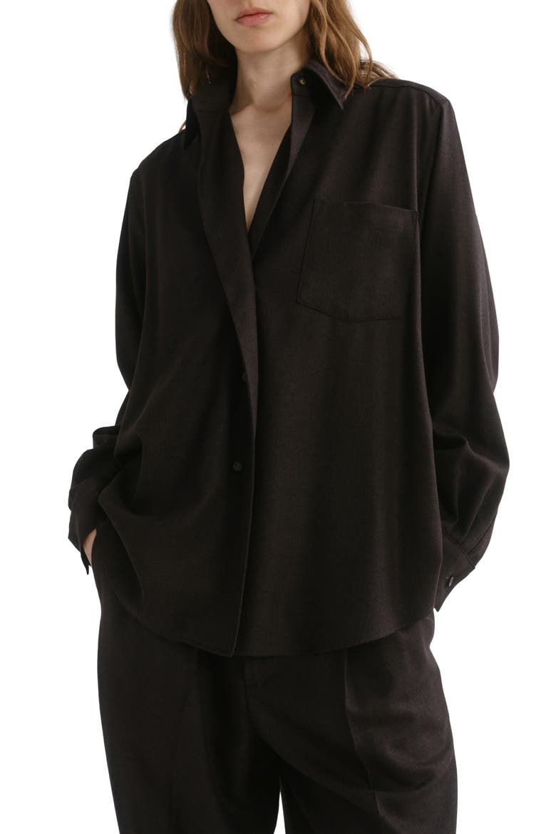 Aris Felted Wool Blend Shirt, Alternate, color, CHOCOLATE HEATHER DK BRN HEA