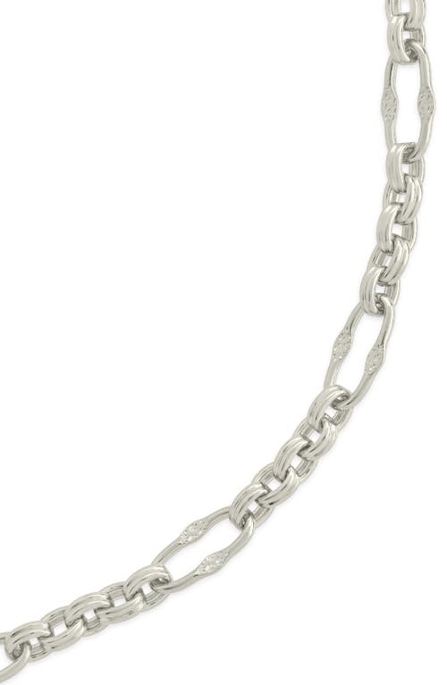 Sterling Forever Rhodium Plated Tegan Textured Long Link Bracelet In Silver