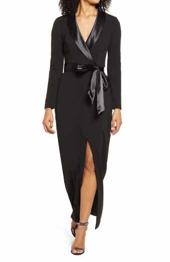 Eliza J Long Sleeve Tuxedo Gown