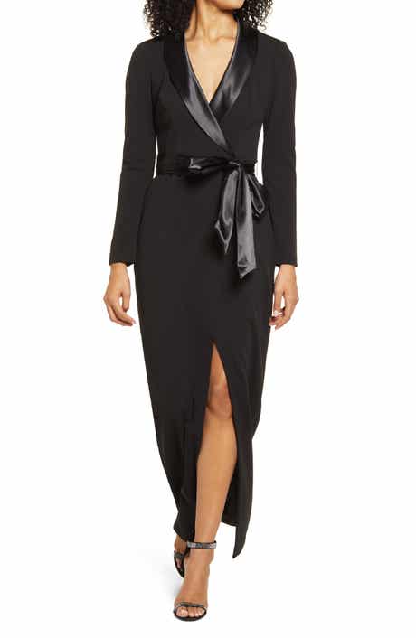 Eliza J Long Sleeve Tuxedo Gown