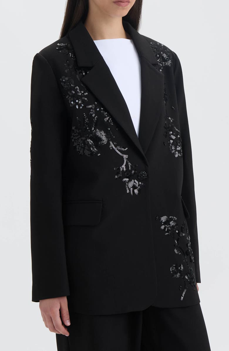 NVLT Sequin Embellished Single Button Blazer, Alternate, color, Black