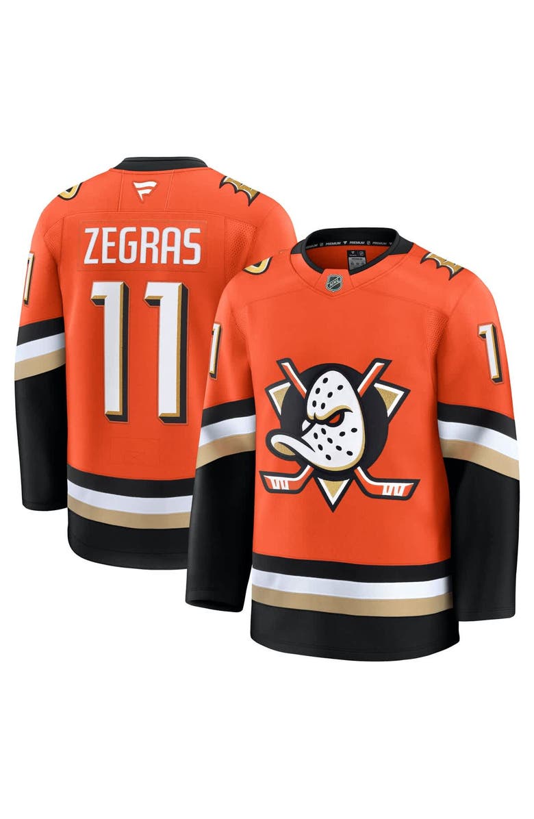 FANATICS Men's Fanatics Trevor Zegras Orange Anaheim Ducks Home Premium Jersey, Main, color,