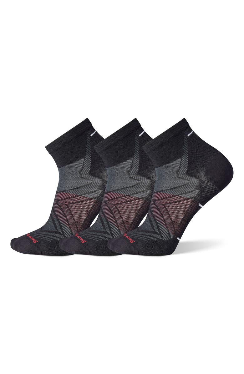 Smartwool 3-Pack Run Zero Cushion Ankle Socks, Main, color, Run Black