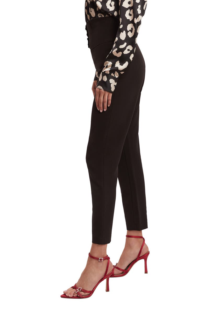 Bardot Corset High Waist Ankle Pants, Alternate, color, Black