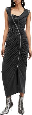 AllSaints Umbra Asymmetric Ruched Dress