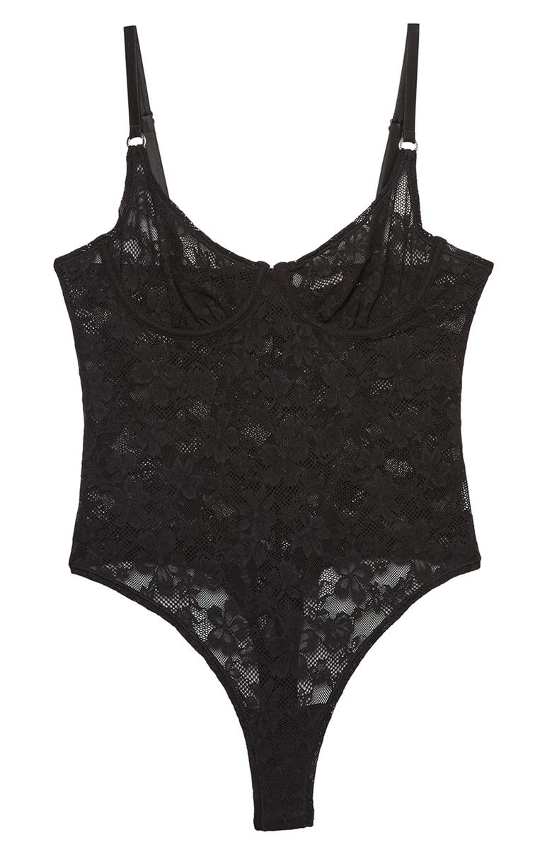 Fleur Du Mal Le Stretch Lace Bodysuit, Alternate, color, Black