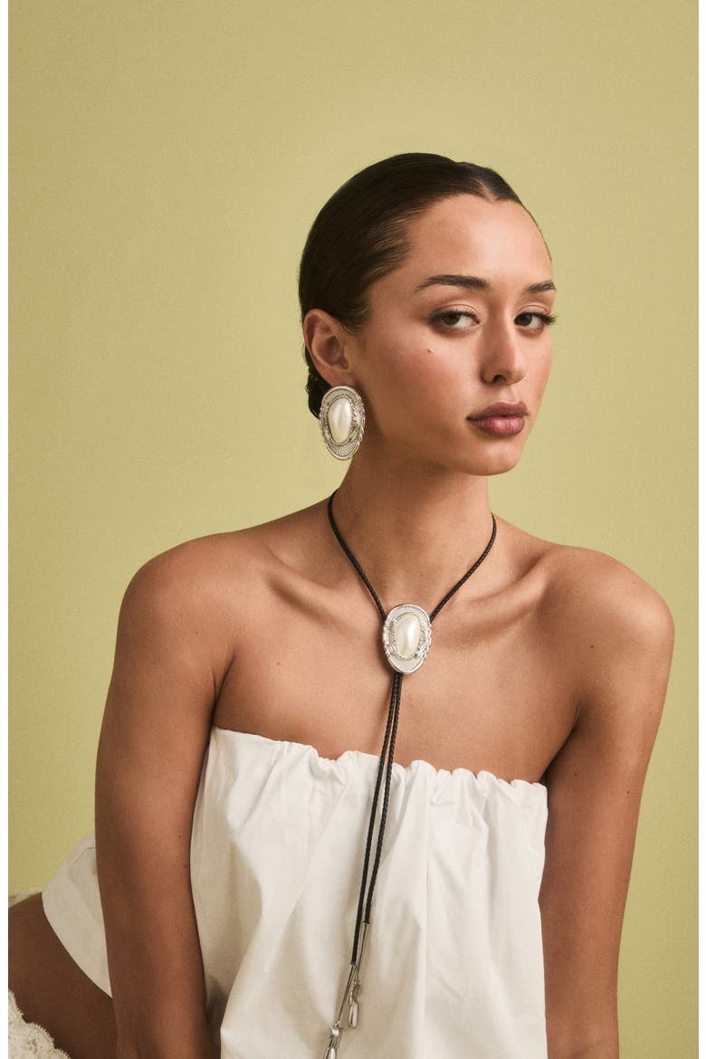 Dolly Bolo Tie Necklace, Alternate, color, SILVER
