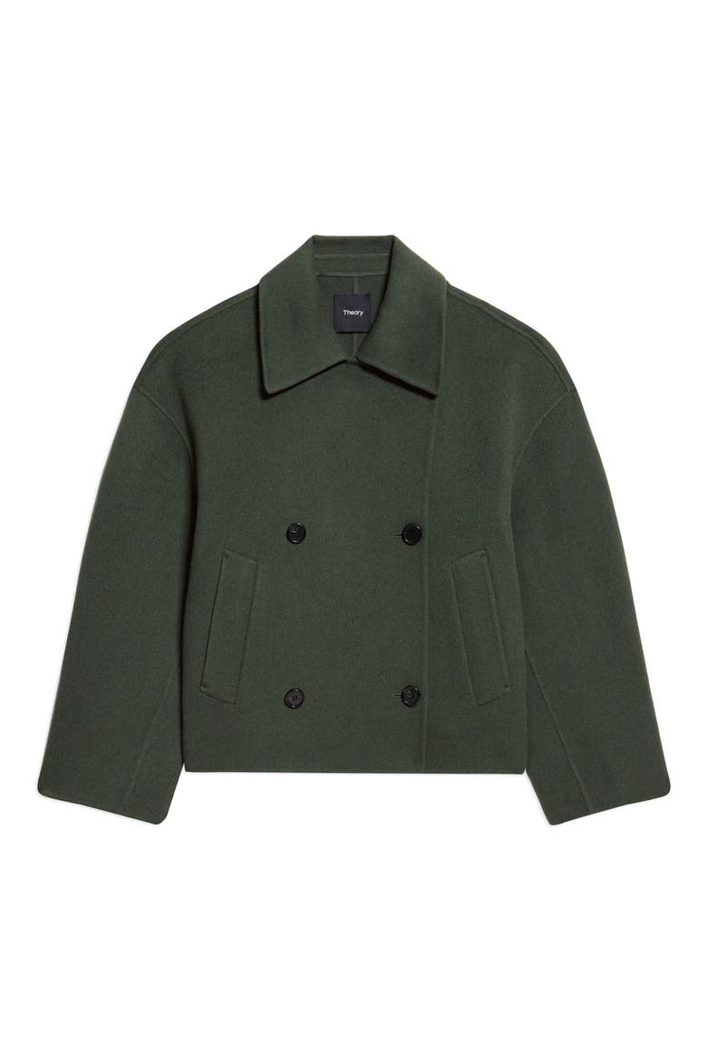 Double Breasted Wool Blend Peacoat, Alternate, color, IVY MELANGE - 2VR