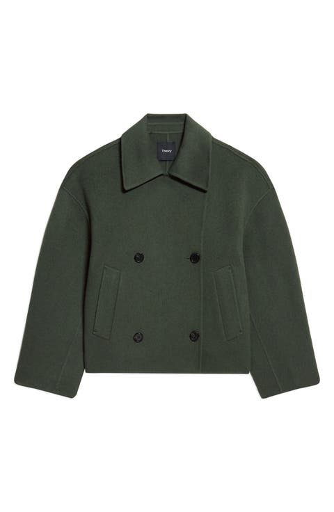 Double Breasted Wool Blend Peacoat