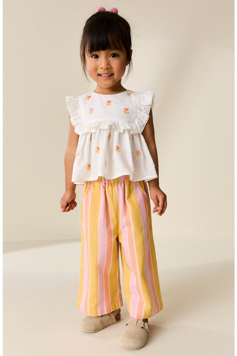 Kids' Frill Top & Stripe Pants Set, Alternate, color, PINK