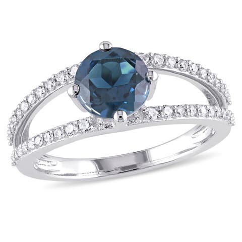 London Blue Topaz & Diamond Ring 14k