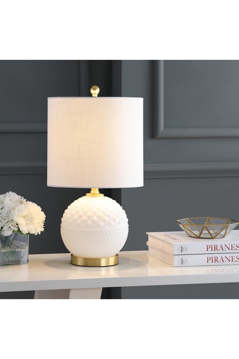 Julienne Glass/Metal LED Table Lamp, Alternate, color, White/Brass Gold