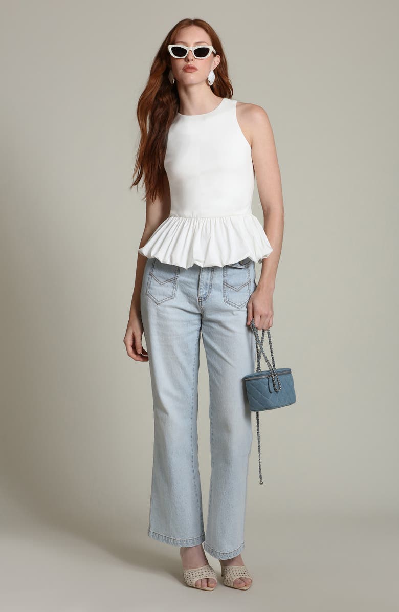 Avec Les Filles Peplum Tank, Alternate, color, White