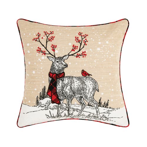 C & F Home C&f Home Deer Embroidered And Printed Christmas Throw Pillow, 18" X 18" In Neutral
