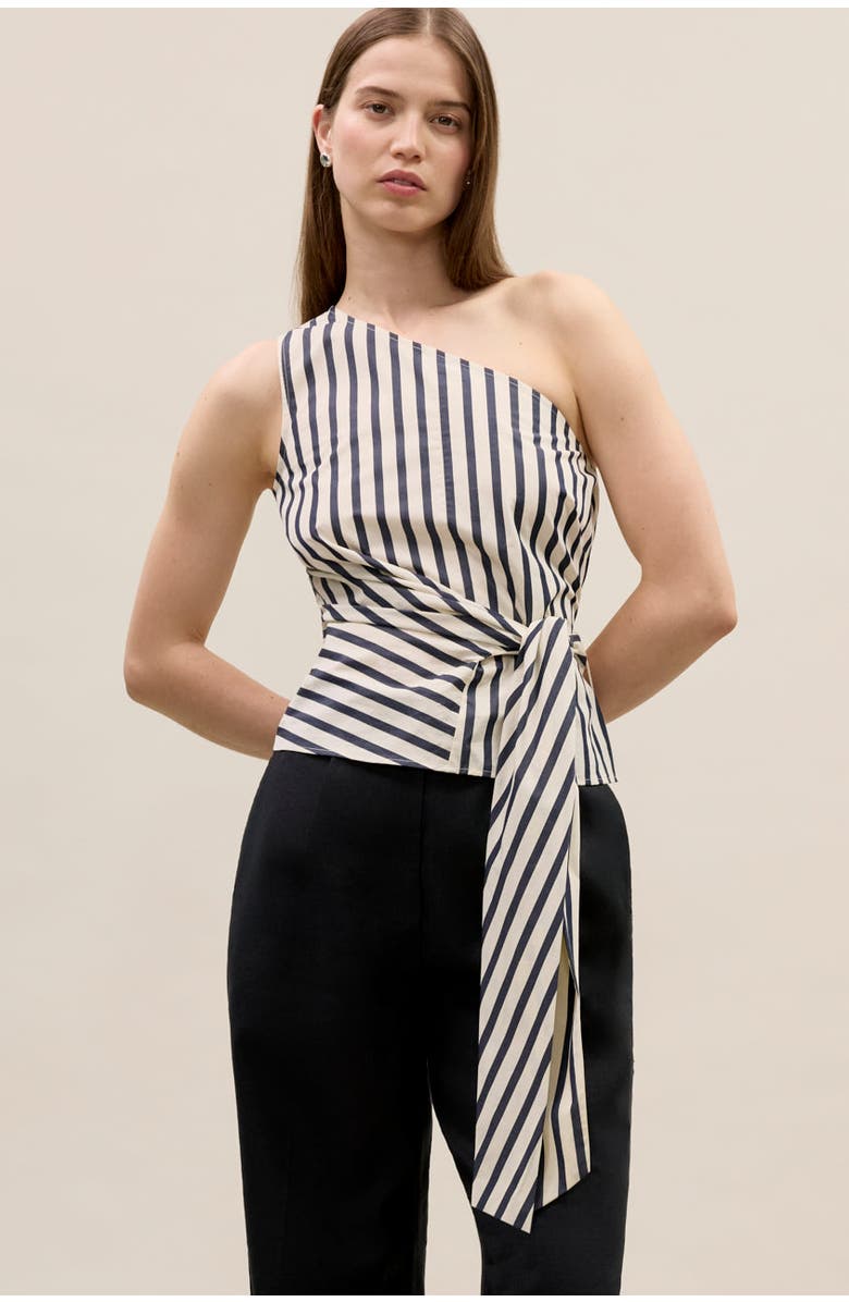 Rebecca Taylor Isla Stripe Poplin Top, Main, color, Cream Stripe