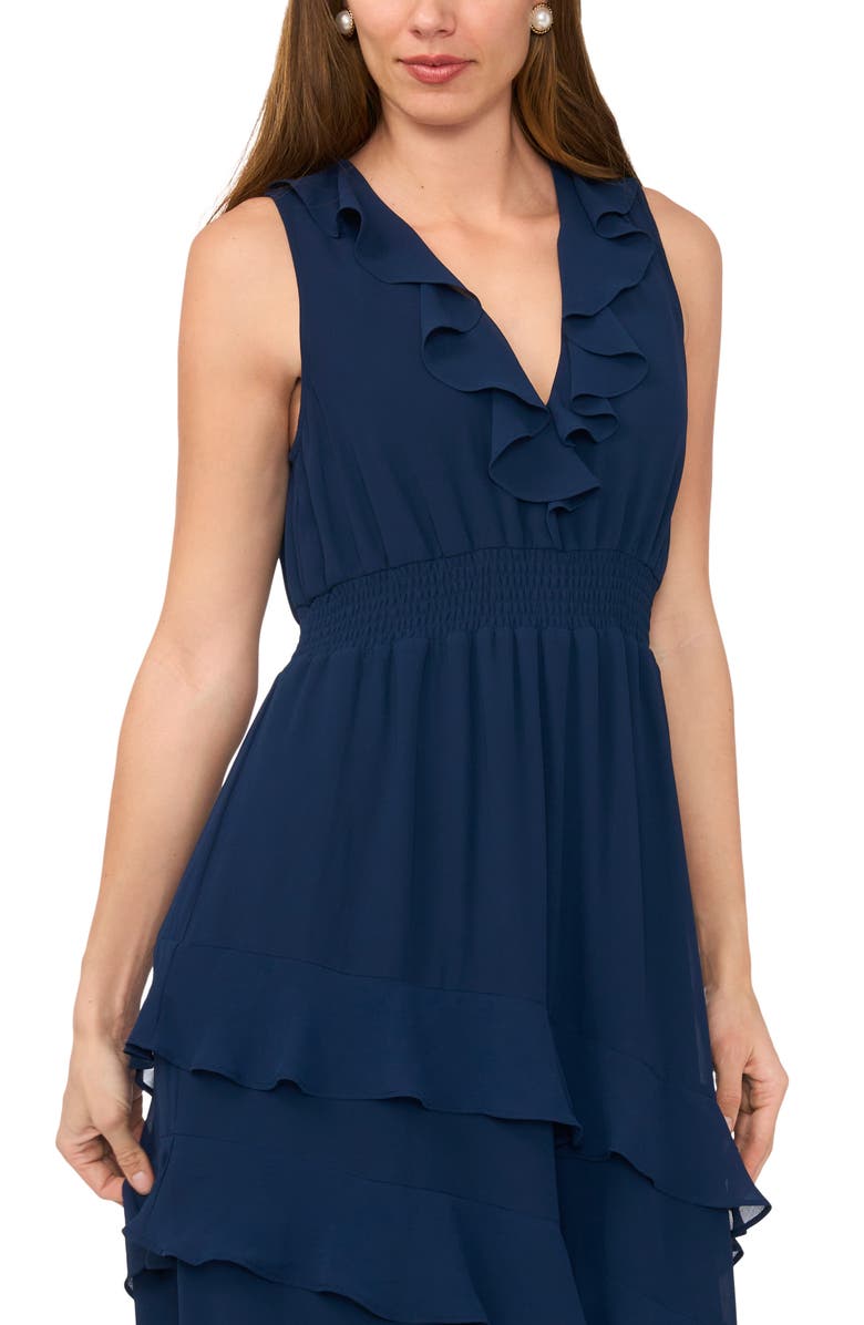 Parker V-Neck Tiered Midi Dress, Alternate, color, Classic Navy