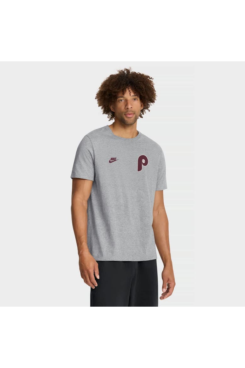 Men's Nike Heather Gray Philadelphia Phillies Cooperstown 2-Hit T-Shirt, Main, color, Heather Gray