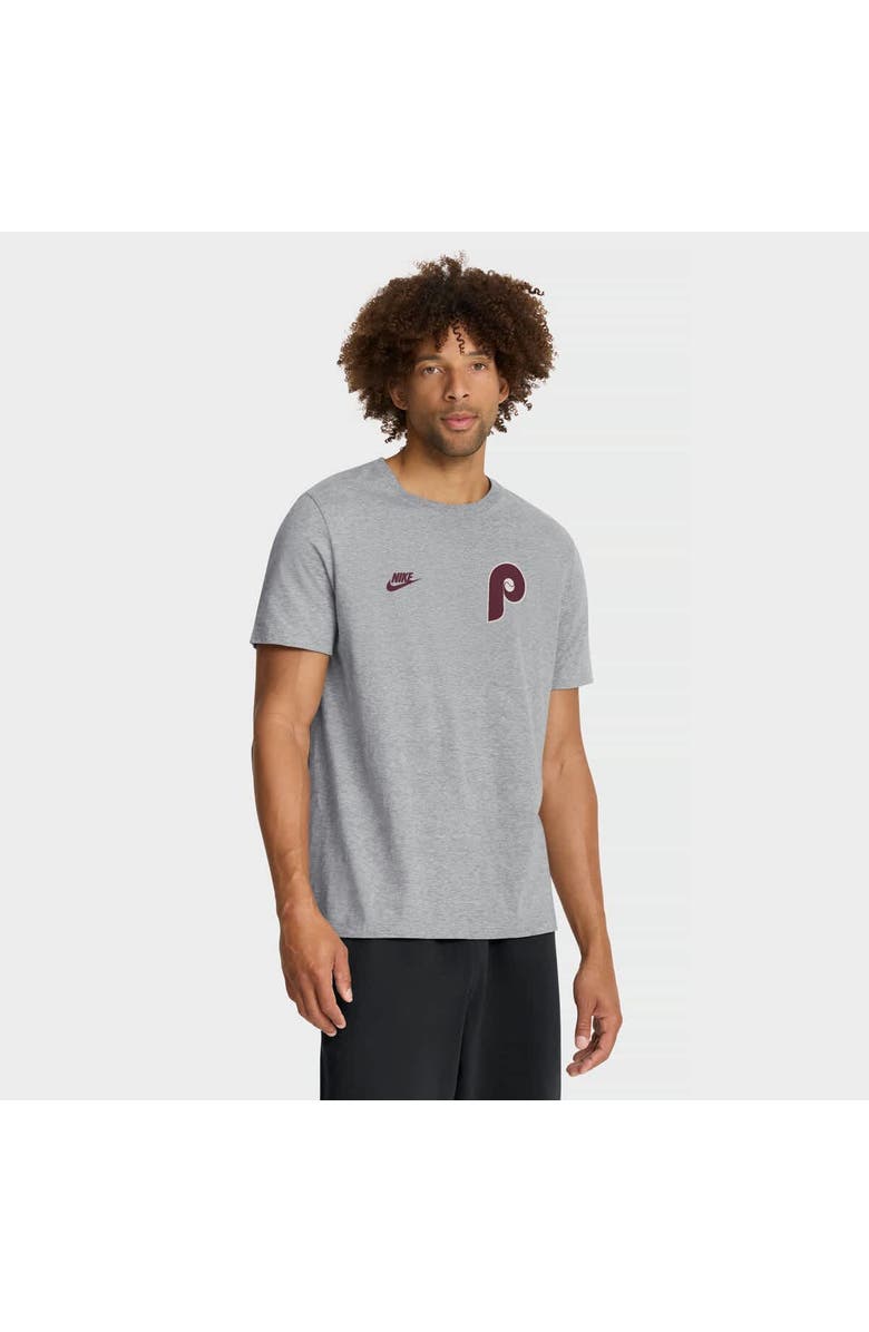 Nike Men's Nike Heather Gray Philadelphia Phillies Cooperstown 2-Hit T-Shirt, Main, color, Heather Gray