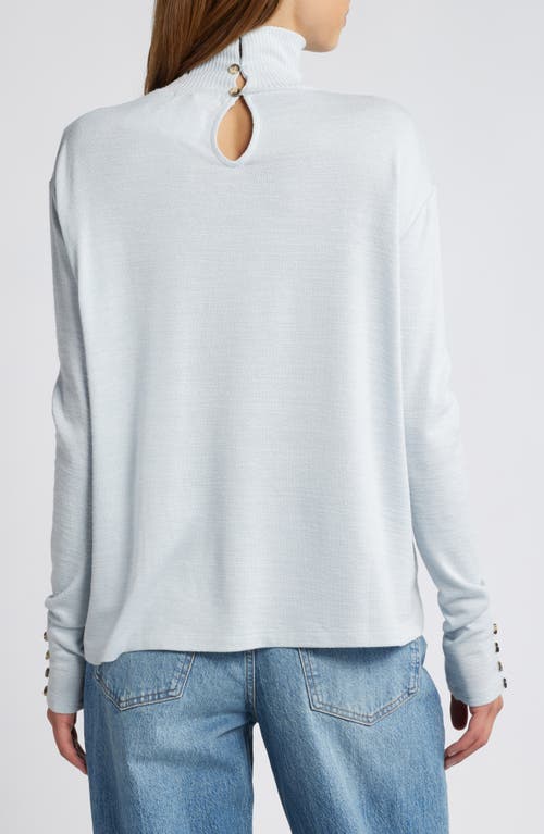 Rag & Bone Boxy Button & Loop Turtleneck In Blue