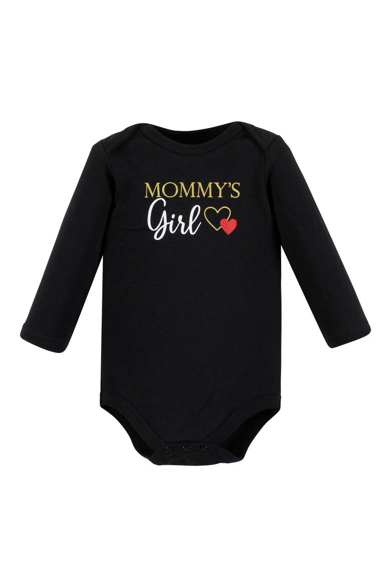 Little Soft Cotton Long-Sleeve One-Piece 3Pk, Alternate, color, Girl Mommy Red Black 3-Pack