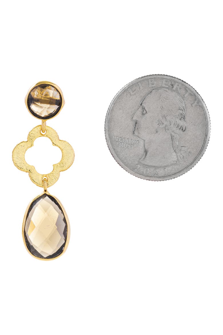Quatrefoil Stone Drop Earrings, Alternate, color, BROWN