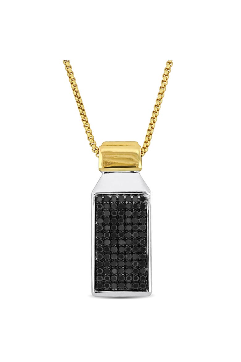 Black Diamond Rectangular Cluster Necklace 14k, Main, color, Black Diamond