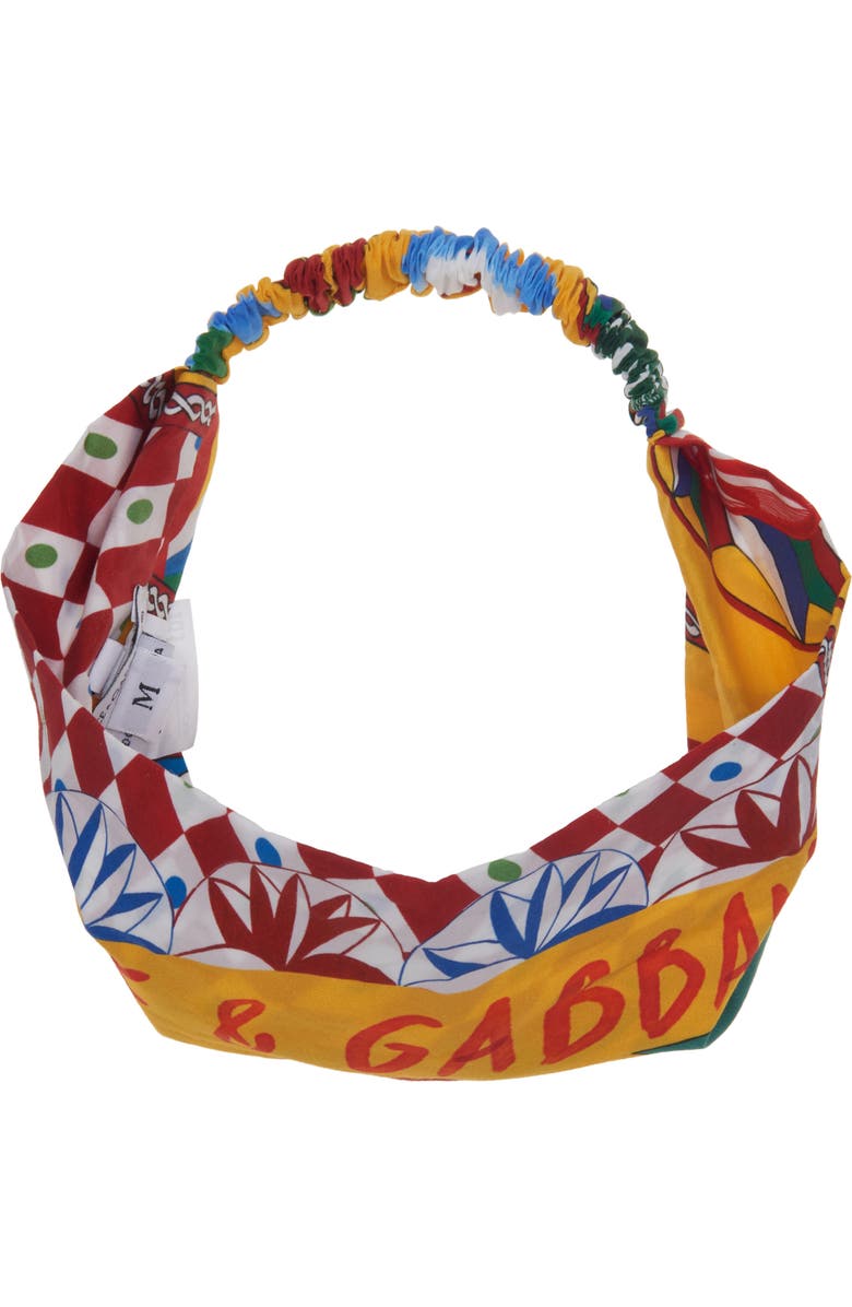 Dolce&Gabbana Kids' Carretto Siciliano Print Headband, Alternate, color,