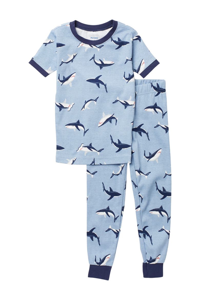 2-Piece Matching Shark Pajama Set, Main, color, 601 LT. BLUE