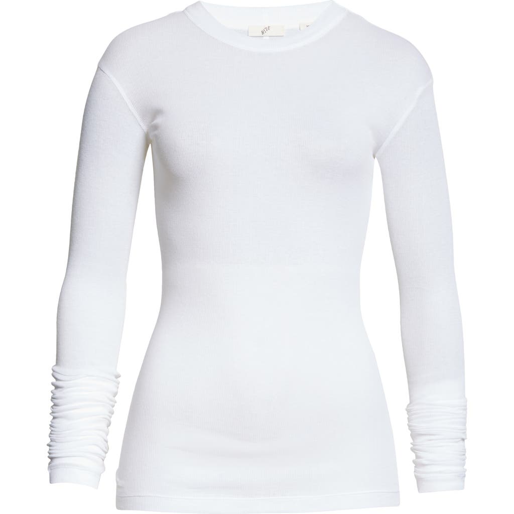 Shop Bite Studios Semisheer Organic Cotton Rib Crewneck T-shirt In White