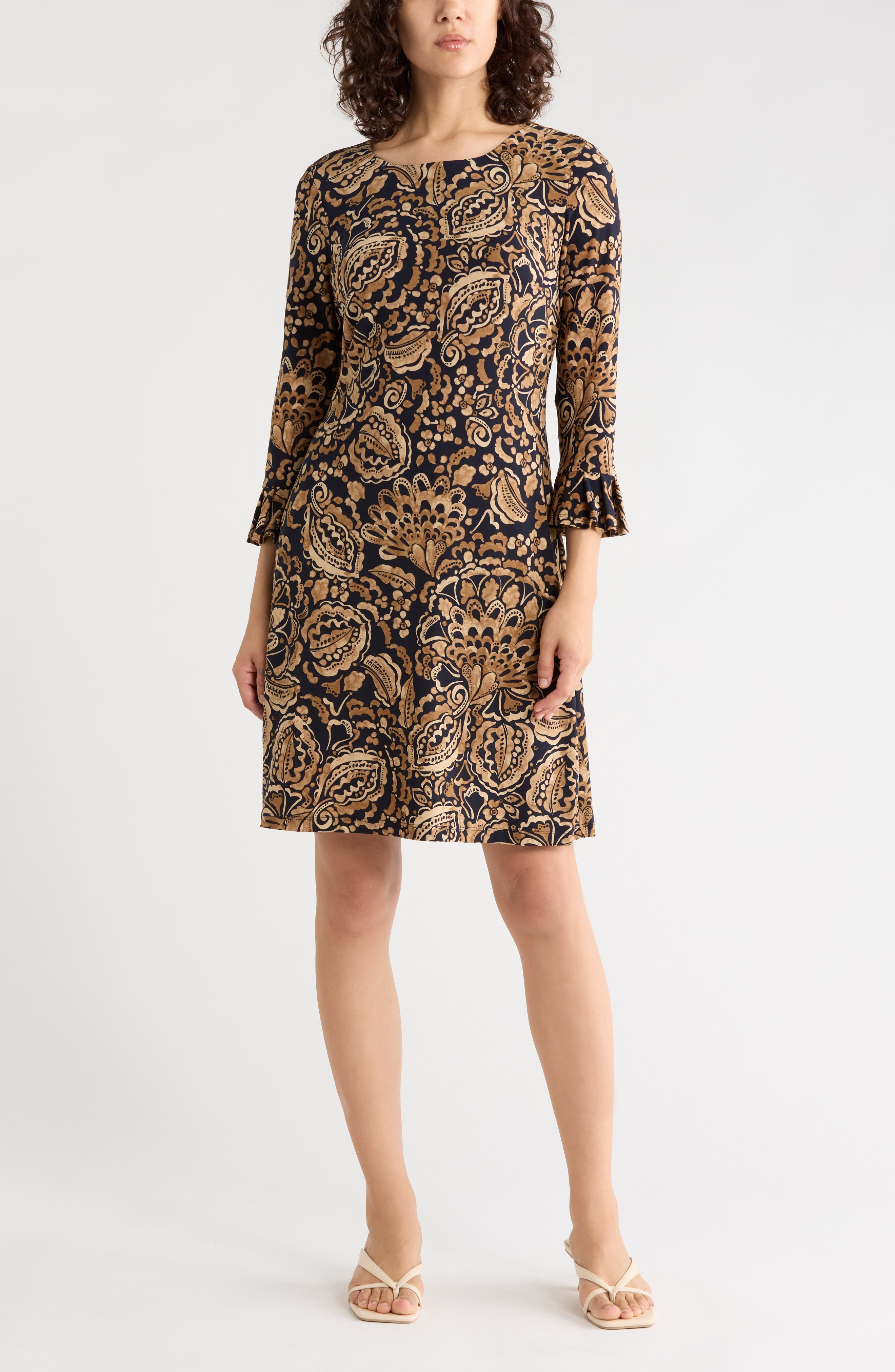 Paisley Long Sleeve Shift Dress