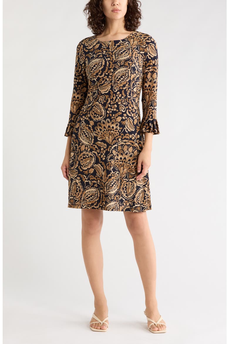 Paisley Long Sleeve Shift Dress, Main, color, MIDNT MULT