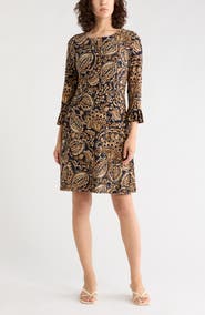 Tommy Hilfiger Paisley Long Sleeve Shift Dress